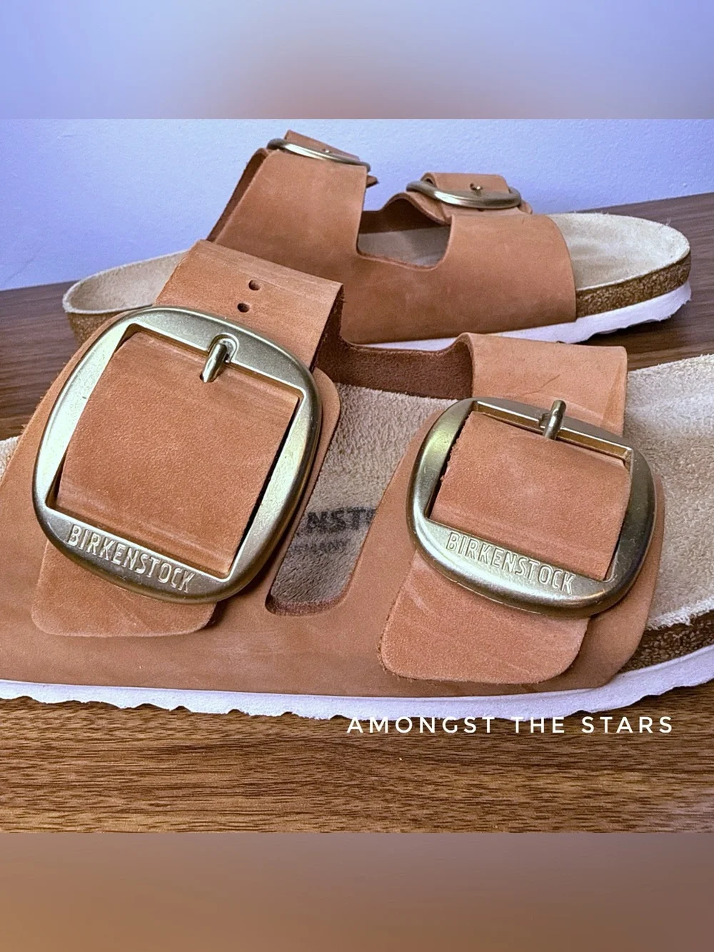 Birkenstock Arizona Big Buckle Brandy Nubuck Leather Double Strap Sandals